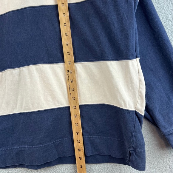 Vintage Tommy Hilfiger Rugby Shirt XL Navy Cream Striped Mens - Picture 7 of 11